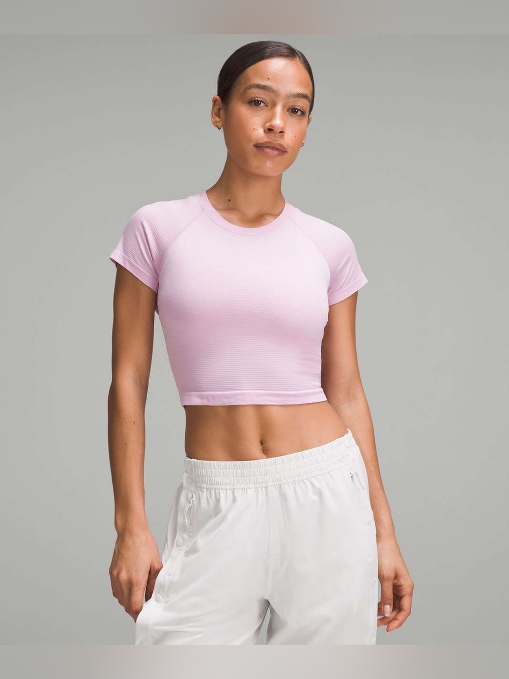 Lululemon Swiftly Tech Cropped Short Sleeve Shirt 2.0 size 10 Vitapink VITP